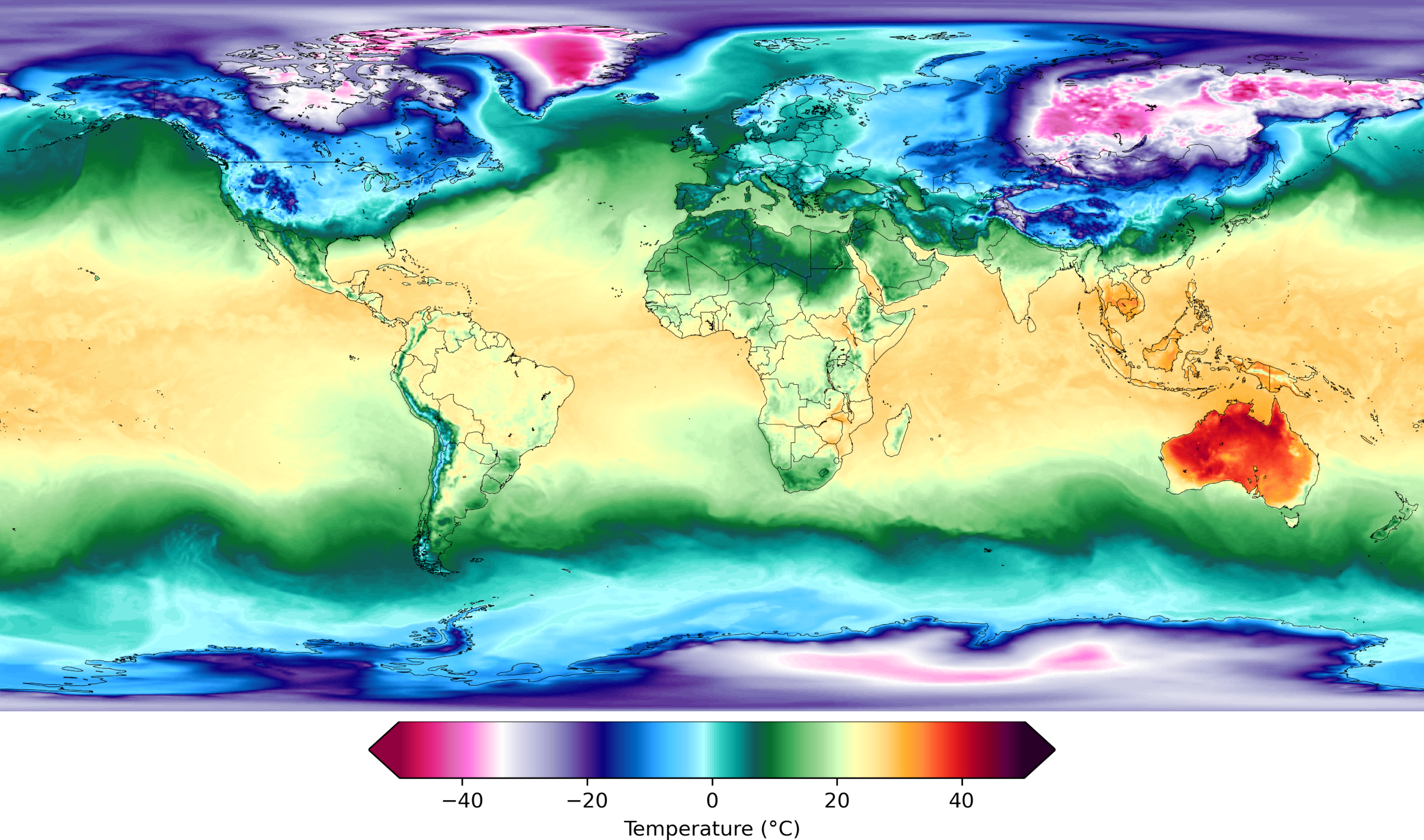 global surface temperature snapshot